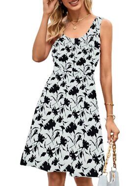 Women's Black Stylish A line Sleeveless Wide Strap High Waist Tank Midi Dress